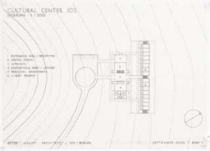 Kulturzentrum, Ios: Lageplan und Grundriss Erdgeschoss 1:500