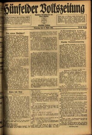 Ausgabe vom Samstag, den 17. April 1920.