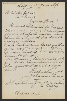 Brief an B. Schott's Söhne : 15.06.1896