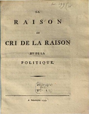 La Raison Du Cri De La Raison Et De La Politique