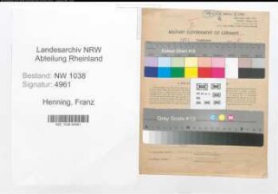 Entnazifizierung Franz Henning , geb. 22.09.1903 (Lokfuehrer)