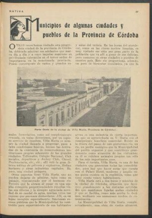 Municipios de algunas ciudades y pueblos de la Provincia de Córdoba