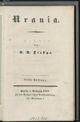 Urania : [ein Gedicht in sechs Gesängen]