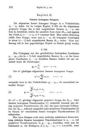 Kapitel 27. Lineare homogene Gruppen.