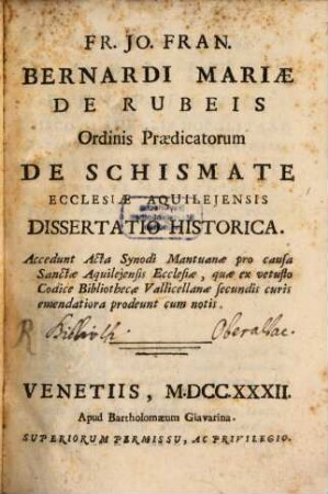 De schismate ecclesiae Aquilejensis dissertatio historica