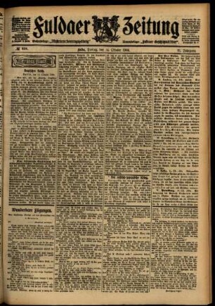 Erste Ausgabe vom Freitag, den 14. Oktober 1904.