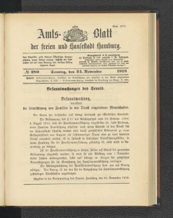 No. 280, 24. November 1918