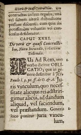 Caput XXXI. De veris & quasi Contractibus, Nutu Ineundis, vel etiam Tollendis.