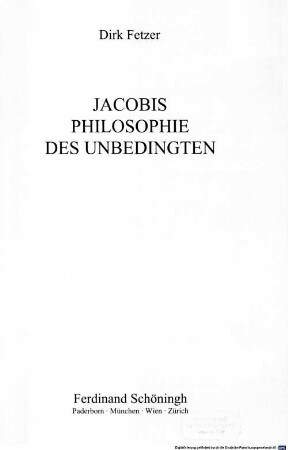 Jacobis Philosophie des Unbedingten