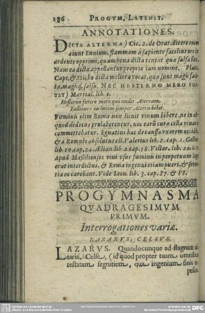 Progymnasma Quadragesimum Primum. Interrogationes variae