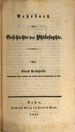 Lehrbuch der Geschichte der Philosophie