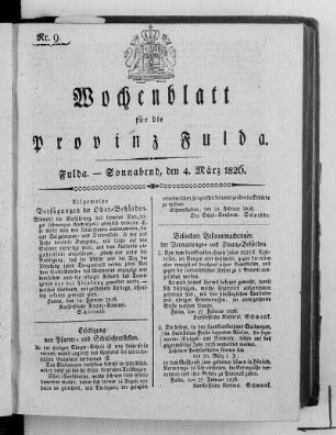 Nr. 9, Ausgabe vom 4. März 1826