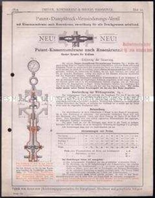 Paptent-Dampfdruck-Verminderungs-Ventil