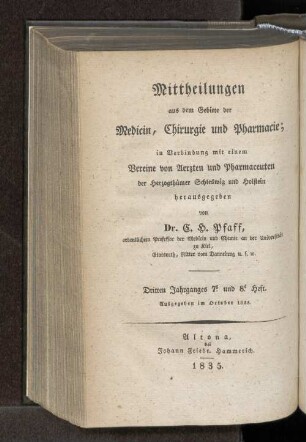 Dritten Jahrganges 7. und 8. Heft. Ausgegeben im October 1835. - Ersten Jahrganges 7. und 8. Heft. Ausgegeben im October 1835.