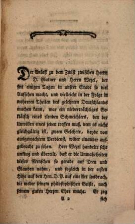 Etwas für Leipzig : an Herrn Johann Carl Wezel