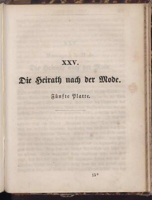 XXV. Die Heirath nach der Mode. Fünfte Platte.