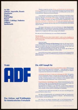 ADF, Bundestagswahl 1969