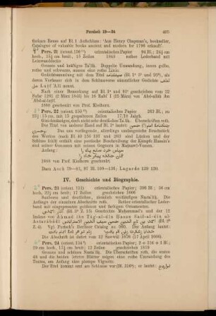 IV. Geschichte und Biographie. [2° Cod. Ms. pers. 23 - 8° Cod. Ms. pers. 34]