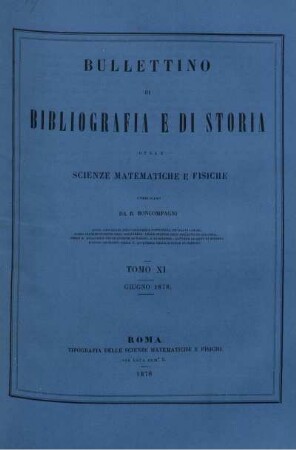 Tomo XI. Giugno 1878.