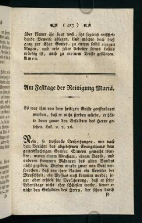 473-488, Am Festtage der Reinigung Mariä.
