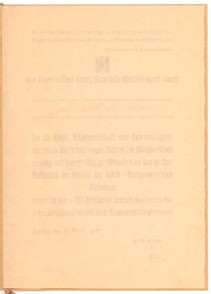 Urkunde : Biografisches Dokument; Urkunde des Deutschen Roten Kreuzes Bielefeld für langjährige Mitarbeit