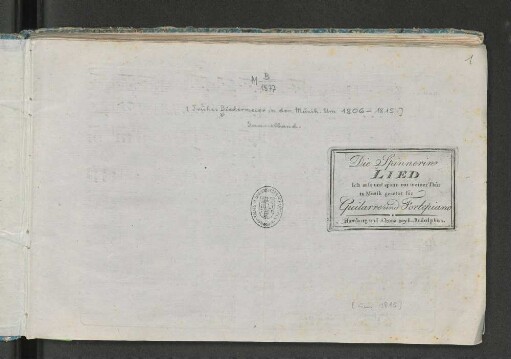 Die Spinnerin : Lied ; in Musik gesetzt für Guitarre u. Fortepiano