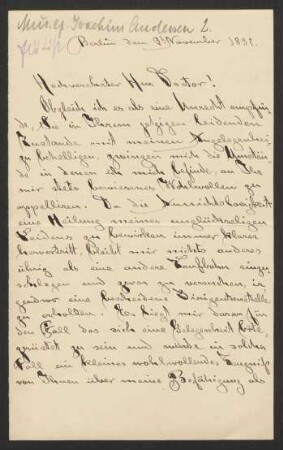 Brief an Hans von Bülow : 03.11.1892