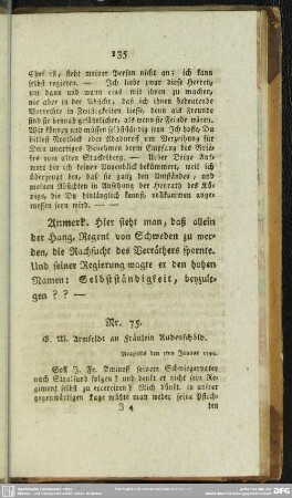 Nr. 75. G. M. Armfeldt an Fräulein Rudenschöld. Neapolis den 7ten Januar 1794