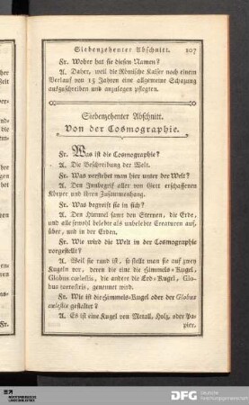 Siebenzehnter Abschnitt. Von der Cosmographie.