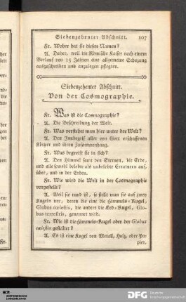 Siebenzehnter Abschnitt. Von der Cosmographie.