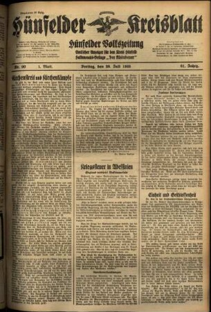 Erste Ausgabe vom Freitag, den 26. Juli 1935.