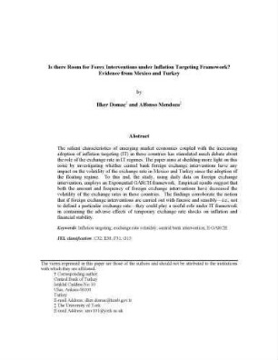 Is there Room for Forex Interventions under Inflation Targeting Framework? Evidence from Mexico and Turkey