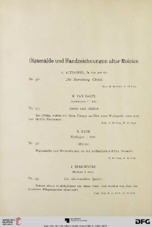 Ölgemälde und Handzeichnungen alter Meister (Nr. 96-176)