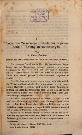 Journal für praktische Chemie : practical applications and applied chemistry ; covering all aspects of applied chemistry, 79. 1860