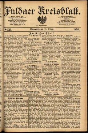 Erste Ausgabe vom Samstag, den 10. Oktober 1896.