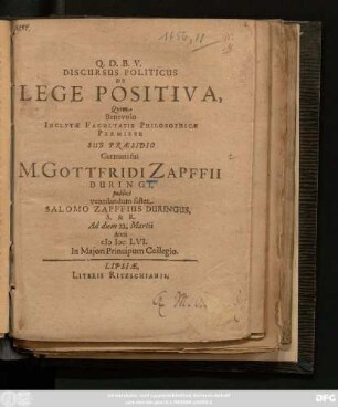 Discursus Politicus De Lege Positiva