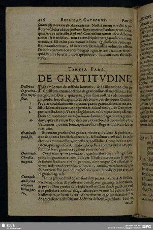 Tertia Pars. De Gratitudine