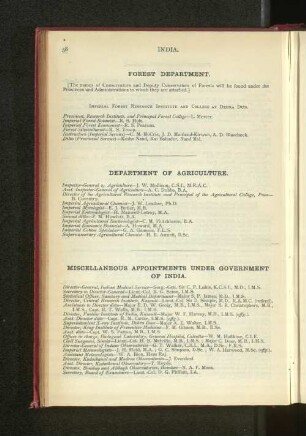Gouvernment of India, Miscellaneous Appointments