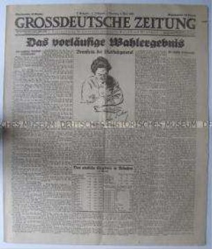 Nationalsozialistische Tageszeitung "Grossdeutsche Zeitung" mit den Ergebnissen der Reichstagswahl 1924