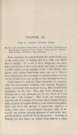 Chapter III. Visit to Jahore - Gunong Pulot