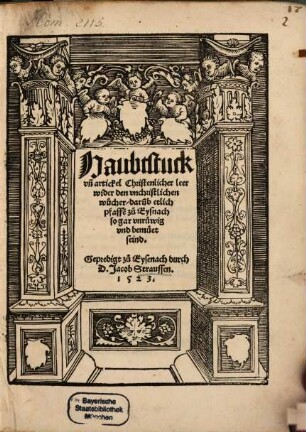 Haubtstuck und artickel christenlicher leer wider den unchristlichen wucher