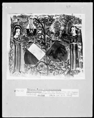 Gobelinfragment mit Hohenbergischen und Toggenburgischen Wappen