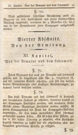 XI. Kapitel, von der Armatur und dem Lederwerk.