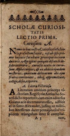 Schola Curiositatis sive Antidotum melancholiae : Ioco Serium