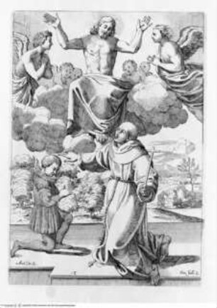 Vita di San Diego, dipinta nella Cappella di S. Giacomo de Spagnoli ..., Tafel 18: Christus erscheint dem heiligen Didacus von Alcalà