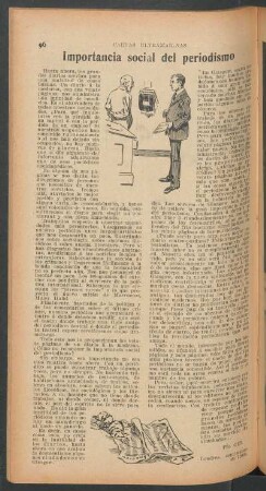 Importancia social del periodismo : Cartas ultramarinas