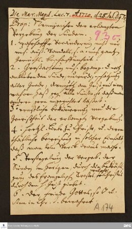 Disposition der Predigt von August Hermann Francke über Lk 7 am 28.07.1720.
