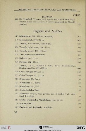 Teppiche und Textilien (Nr. 209-230)