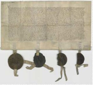 Gegenurkunde der Bürgermeister und Ratsmannen von Lübeck, Hamburg, Lüneburg und Hannover zu UAa 1406 November 2 I.