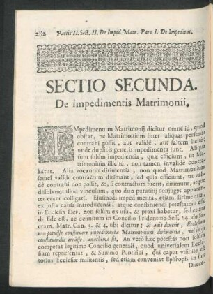 Sectio Secunda. De impedimentis Matrimonii